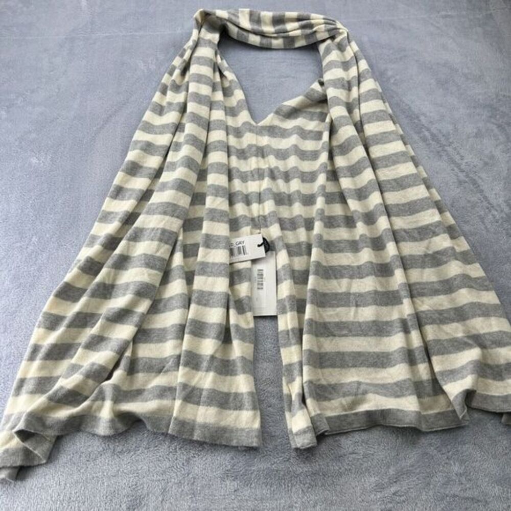 Chloe Lex Poncho Striped  Knit‎ Top 100% Cotton Cozy Layer  Grey